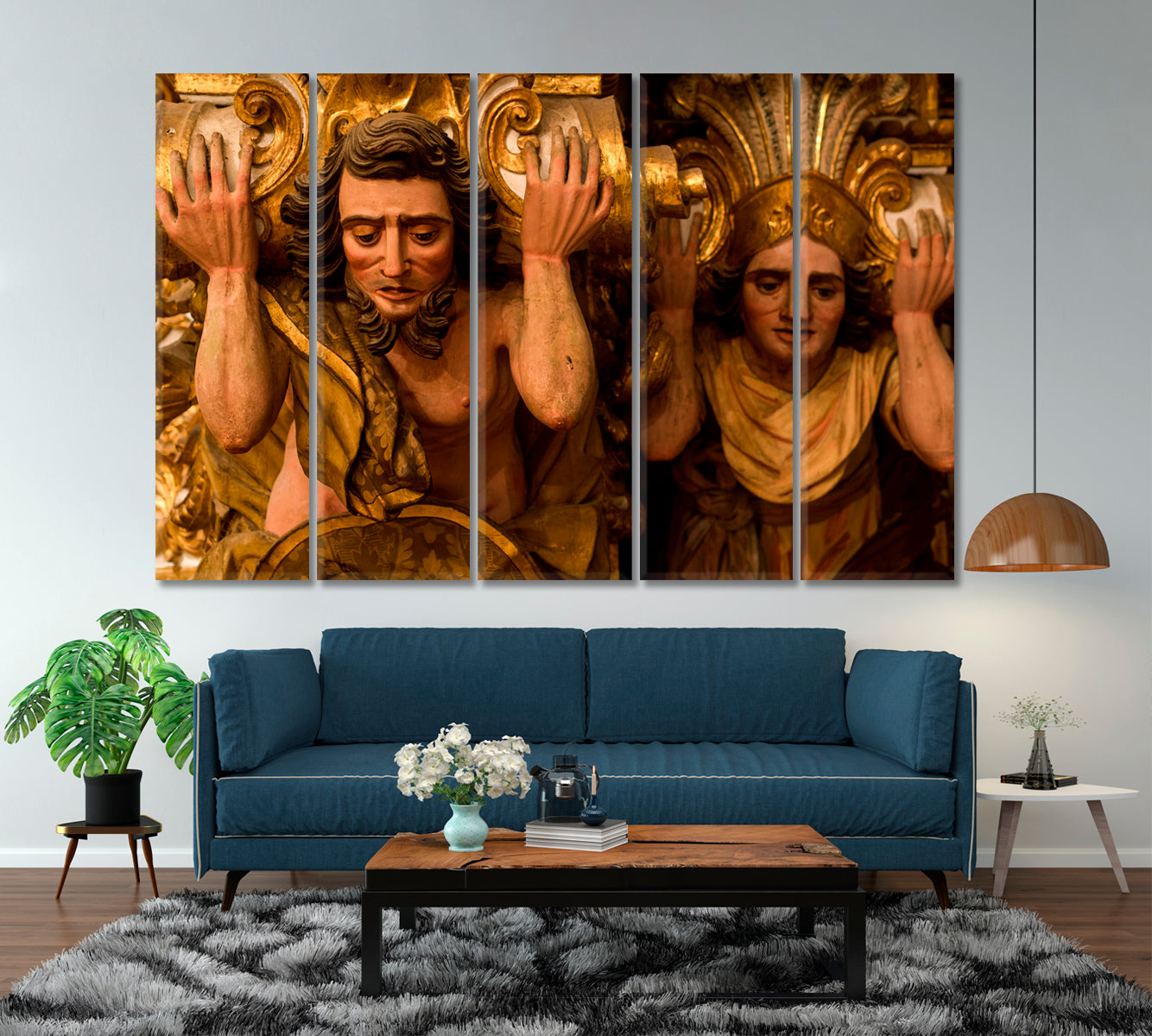 Sao Francisco Church Salvador Bahia Brazil Baroque Architecture Canvas Print Cities Wall Art Artesty 5 panels 36" x 24" 