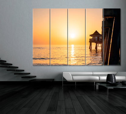 SUNSET OVER THE OCEAN Sun Reflection Picturesque Landscape Canvas Print Scenery Landscape Fine Art Print Artesty   