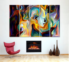 Harmony Forms and Colors of Nature Consciousness Art Artesty 5 panels 36" x 24" 