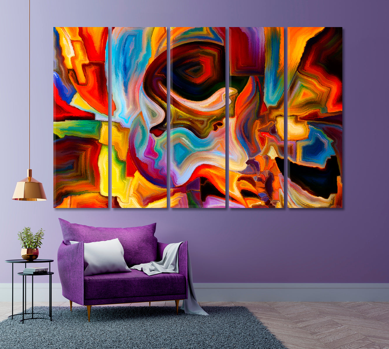 Mind Colors Abstract Art Print Artesty 5 panels 36" x 24" 