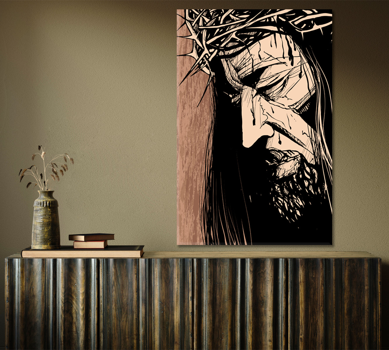 CHRIST'S FACE Jesus Christ Portrait Christian Religion Symbol - V Religious Modern Art Artesty   