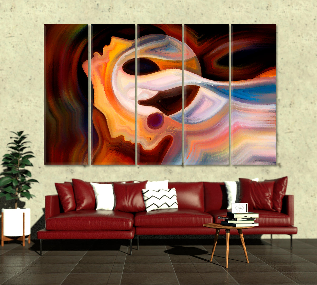 Fortune Colors Beautiful Abstraction Consciousness Art Artesty 5 panels 36" x 24" 