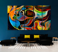 Soul in Colors, Human and Colorful Abstract Forms Contemporary Art Artesty 5 panels 36" x 24" 