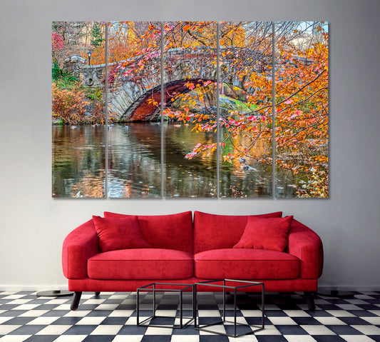 Gapstow Bridge Central Park Manhattan New York City Poster Cities Wall Art Artesty 5 panels 36" x 24" 