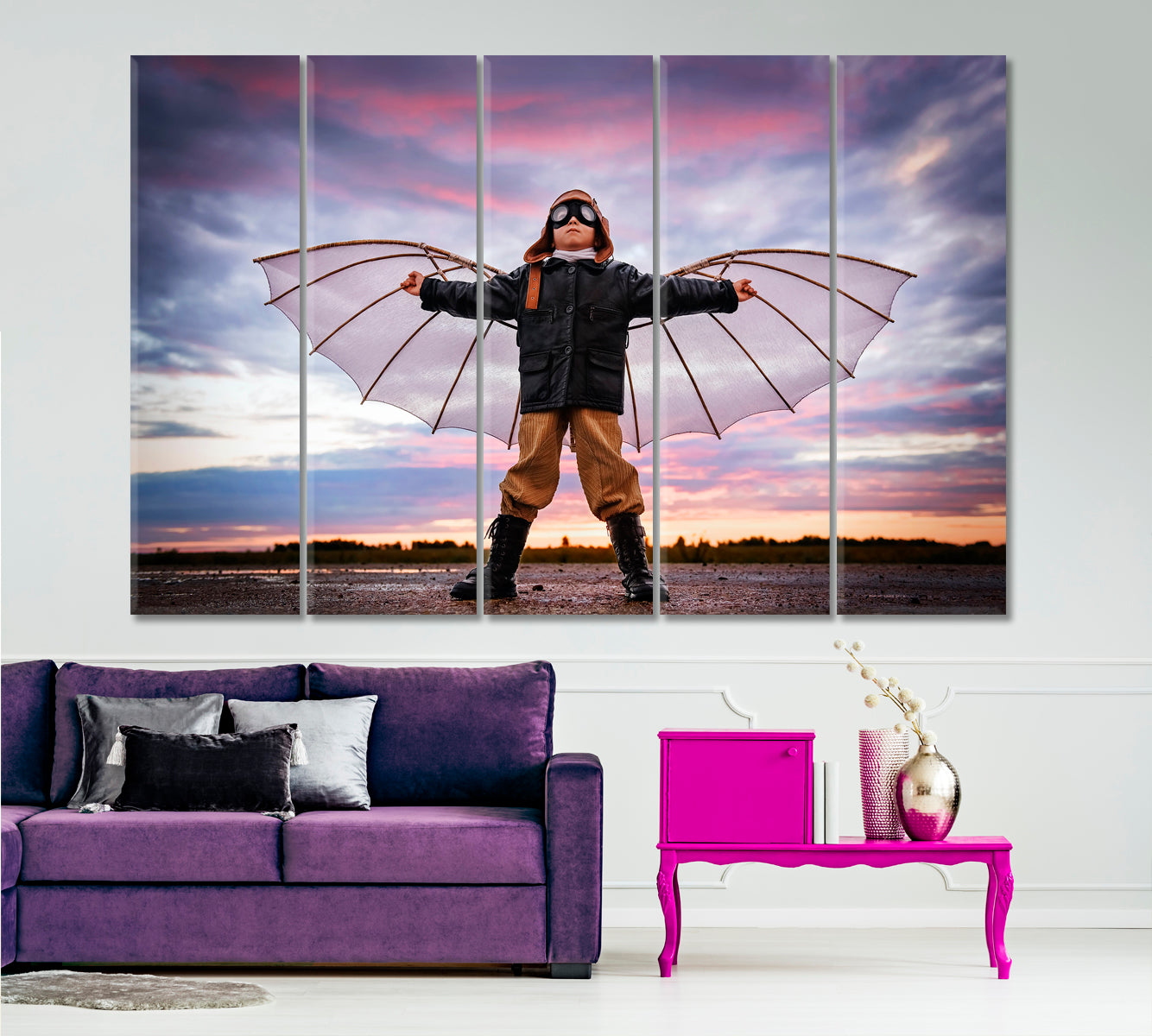 Pilot and Dreams of Flying Poster Photo Art Artesty 5 panels 36" x 24" 