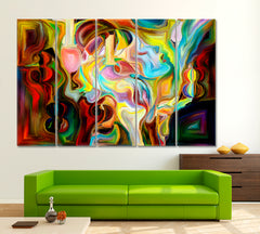 MULTIFACETED CONSCIOUSNESS Human and Numbers Abstract Art Print Artesty 5 panels 36" x 24" 