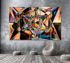 ABSTRACT GEOMETRIC FORMS Eye Catching Patterns Abstract Art Print Artesty 5 panels 36" x 24" 