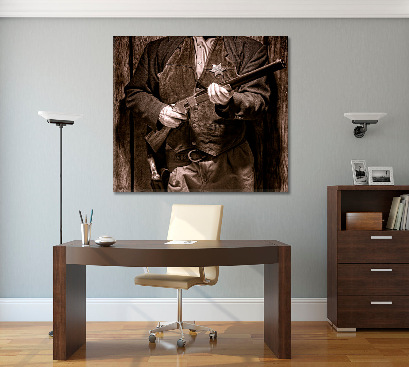 SHERIFF & RIFLE Wild West Retro Cowboy Style Art Canvas Print – Artesty.com