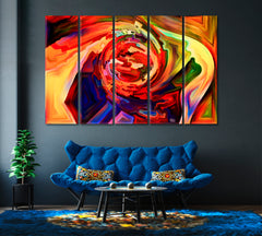Color Flow Abstraction Contemporary Art Artesty 5 panels 36" x 24" 