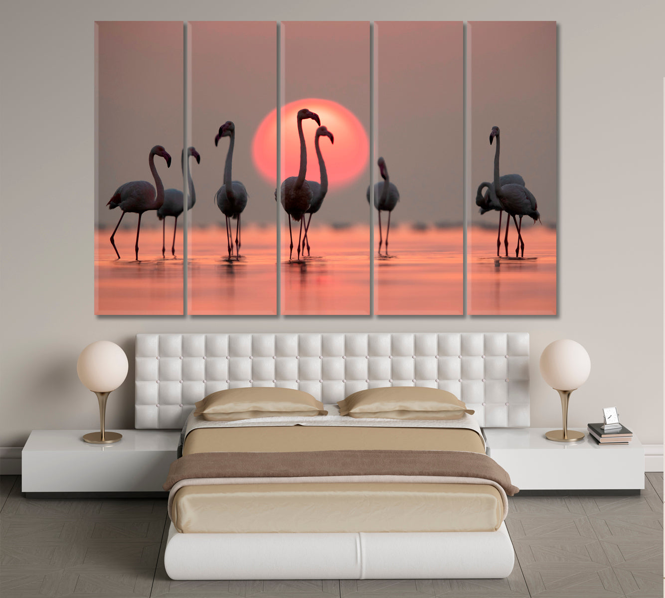 Asker Coast Greater Flamingos Amazing Coral Hue Sunset Dramatic Sky Wild Life Framed Art Artesty   