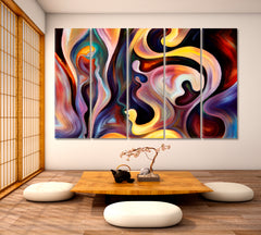 Colors of the Mind Graceful Profile Lines Abstraction Abstract Art Print Artesty 5 panels 36" x 24" 