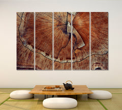Wood Cut Ring Abstract Art Print Artesty 5 panels 36" x 24" 