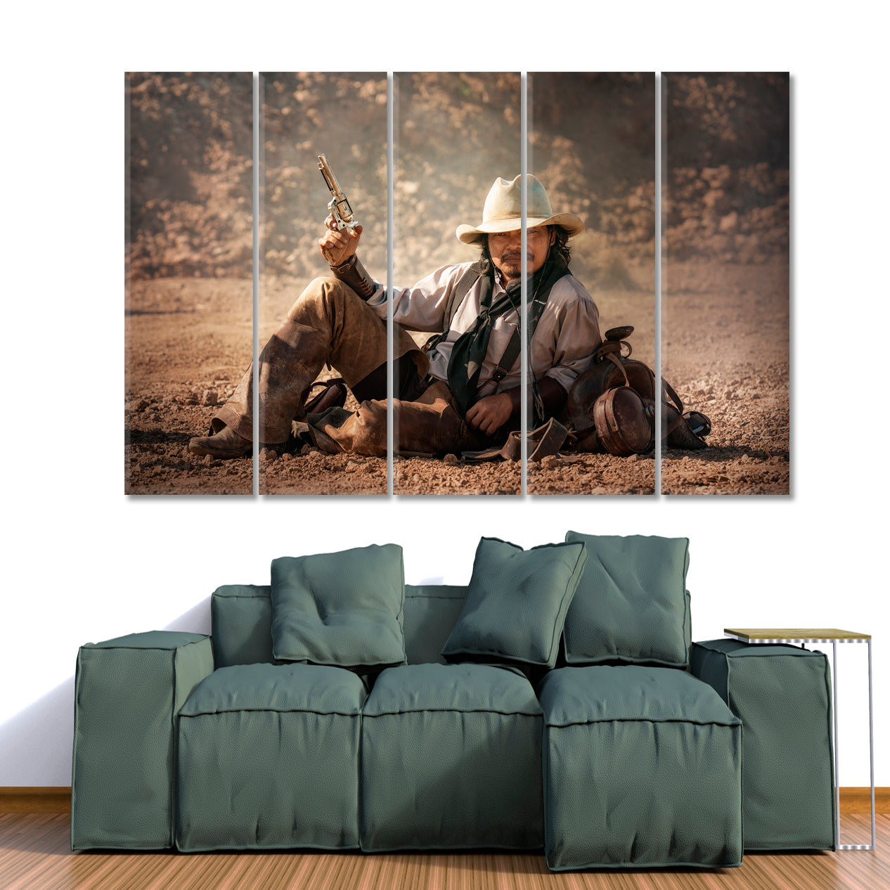 COWBOY TEXAS RANGER Wild West Vintage Retro Style Rodeo Icon Vintage Affordable Canvas Print Artesty 5 panels 36" x 24" 