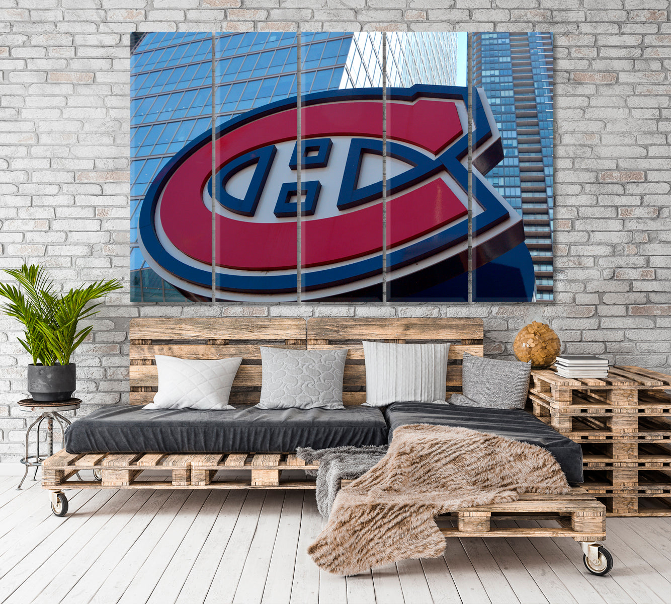 Canada Quebec Montreal Bell Centre Hall of Fame Canvas Print Famous Landmarks Artwork Print Artesty 5 panels 36" x 24" 