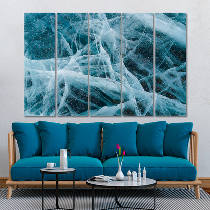 CRACKS Unique Abstract Interlacing Ice Figure Frozen Lake Baikal Abstract Art Print Artesty 5 panels 36" x 24" 