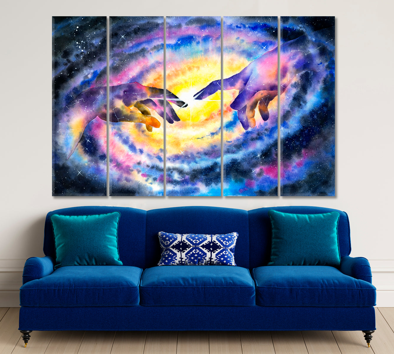 GALAXY Hand of God Creation And Universe Watercolor Artwork Celestial Home Canvas Décor Artesty   