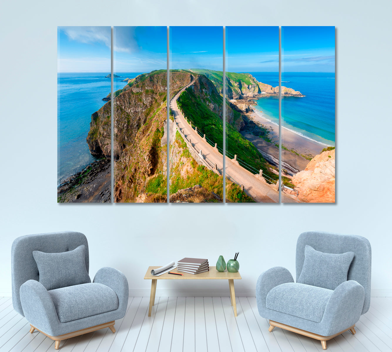 SARK Isthmus Sark Channel Islands United Kingdom UK Famous Landmarks Artwork Print Artesty 5 panels 36" x 24" 