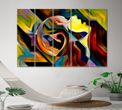 People And Fortune in Colors Contemporary Art Artesty 5 panels 36" x 24" 