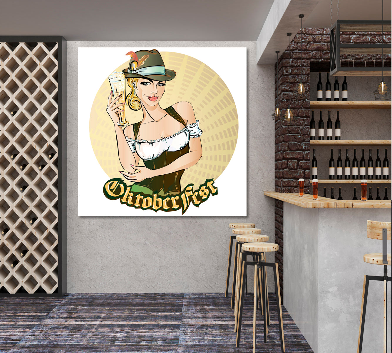 Oktoberfest Pin-up Woman Poster Religious Modern Art Artesty 1 Panel 12"x12" 