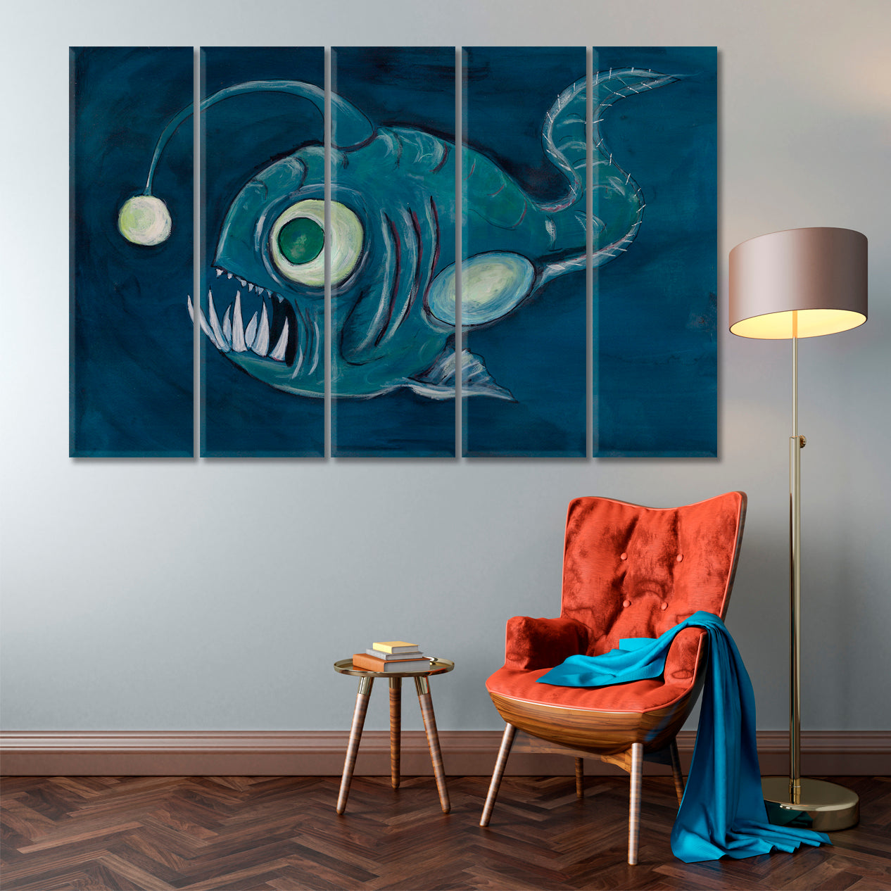 Abstract Fish Deep Sea Animals Canvas Print Artesty 5 panels 36" x 24" 