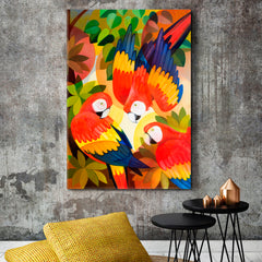 BIRDS AND RAINFOREST Adorable Wild Macaw Parrots Tropical Abstract Animals Canvas Print Artesty   