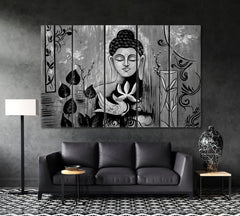 Spiritual Lord Buddha Meditate Black & White Religious Modern Art Artesty   