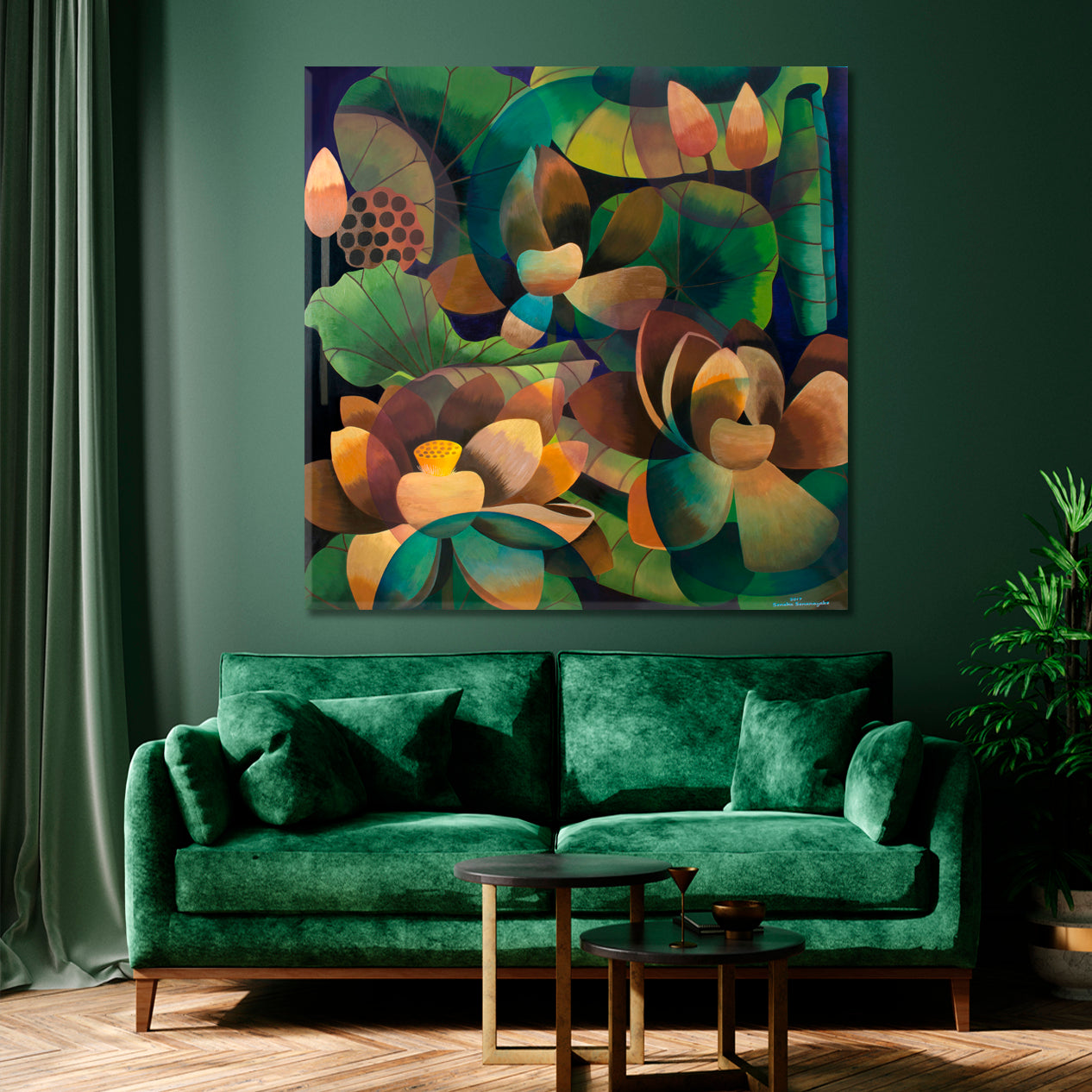 LOTUS Tropical Garden Abstract Contemporary Cubism Tropical, Exotic Art Print Artesty   