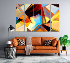 Divided Intellect Abstract Geometric Forms Design Abstract Art Print Artesty 5 panels 36" x 24" 