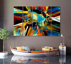 Man And Woman and Colorful Abstract Shapes Contemporary Art Artesty 5 panels 36" x 24" 