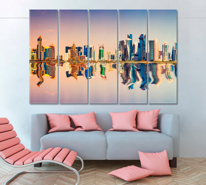 Qatar Doha City Skyline Panorama Modern Skyscrapers Cities Wall Art Artesty 5 panels 36" x 24" 