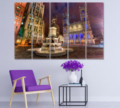 PLACE D'ARMES Montreal Notre-Dame Basilica Quebec Canada Photo Canvas Print Cities Wall Art Artesty   