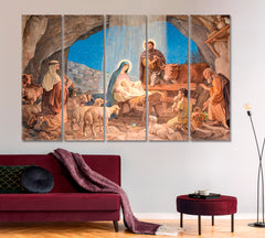 BIRTH OF JESUS CHRIST Religious Spiritual Religious Modern Art Artesty 5 panels 36" x 24" 