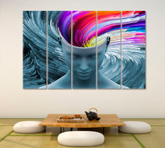 IMAGINATION AND DREAMS Swirls Color Motion Consciousness Art Artesty 5 panels 36" x 24" 