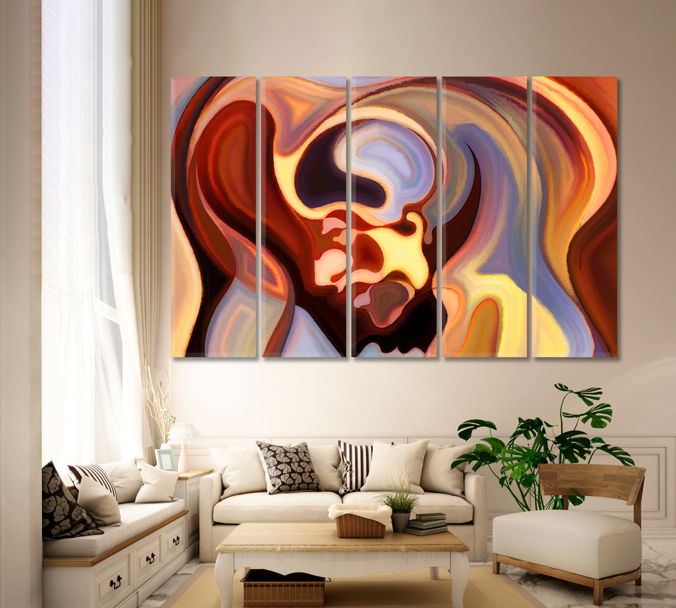 Romance Abstract Art Print Artesty 5 panels 36" x 24" 