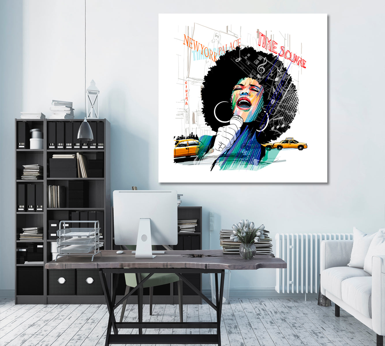 African American Jazz Singer New York Time Square People Portrait Wall Hangings Artesty   