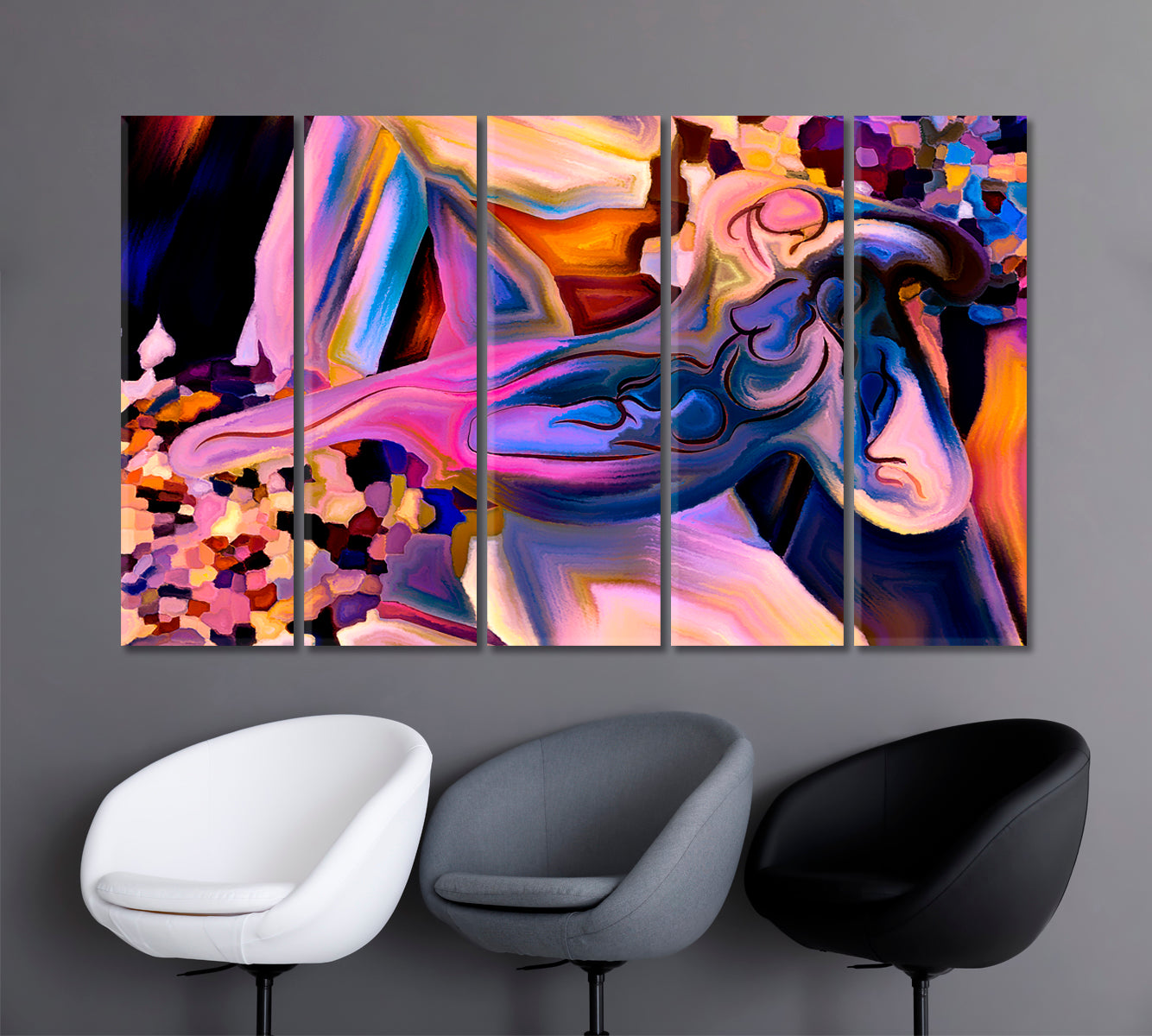 Colors Pattern Beautiful Abstraction Abstract Art Print Artesty 5 panels 36" x 24" 