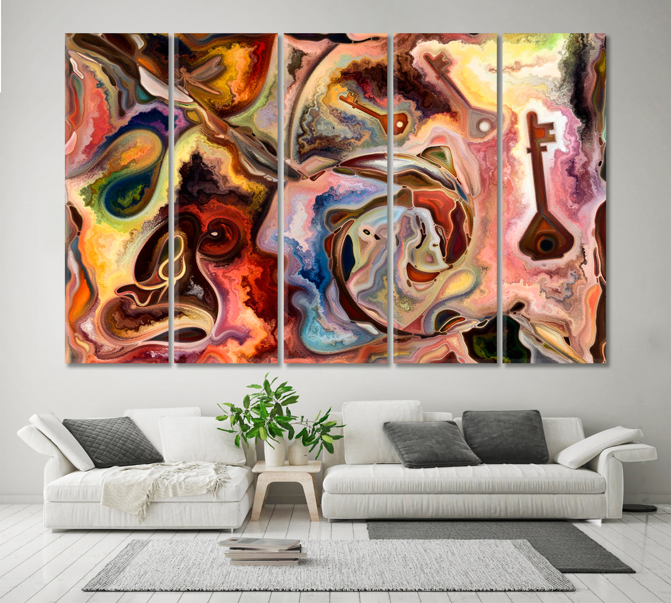 LOVE OF NATURE Abstract Contemporary Design Consciousness Art Artesty 5 panels 36" x 24" 