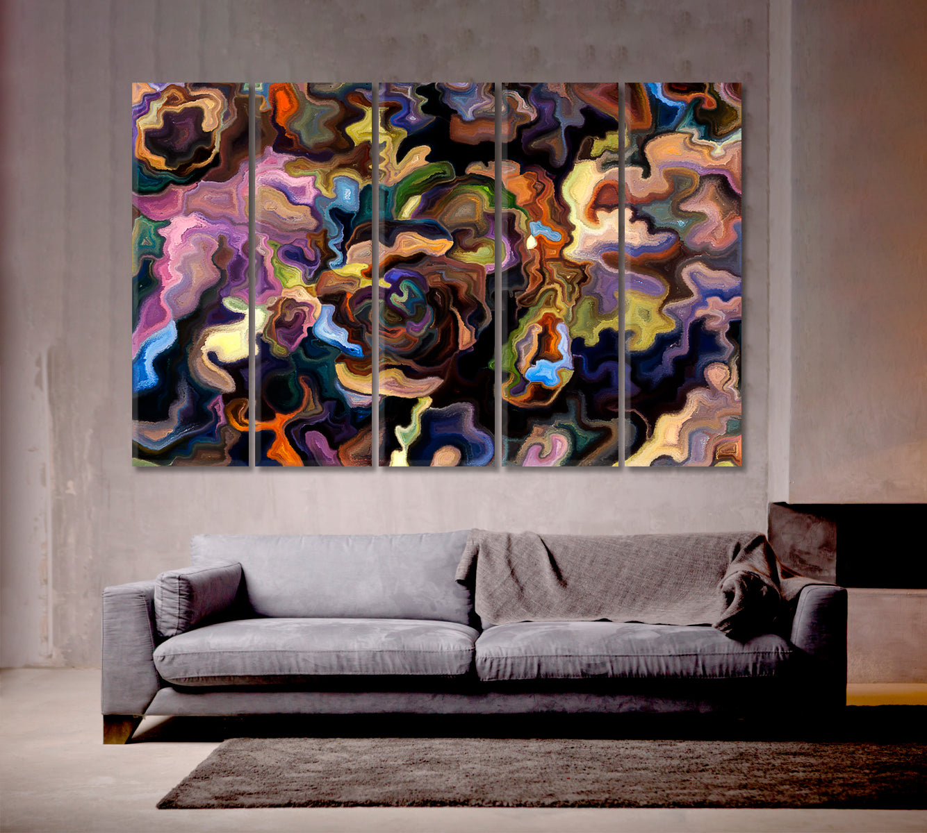 Abstract Shapes And Lines Art Design Abstract Art Print Artesty 5 panels 36" x 24" 