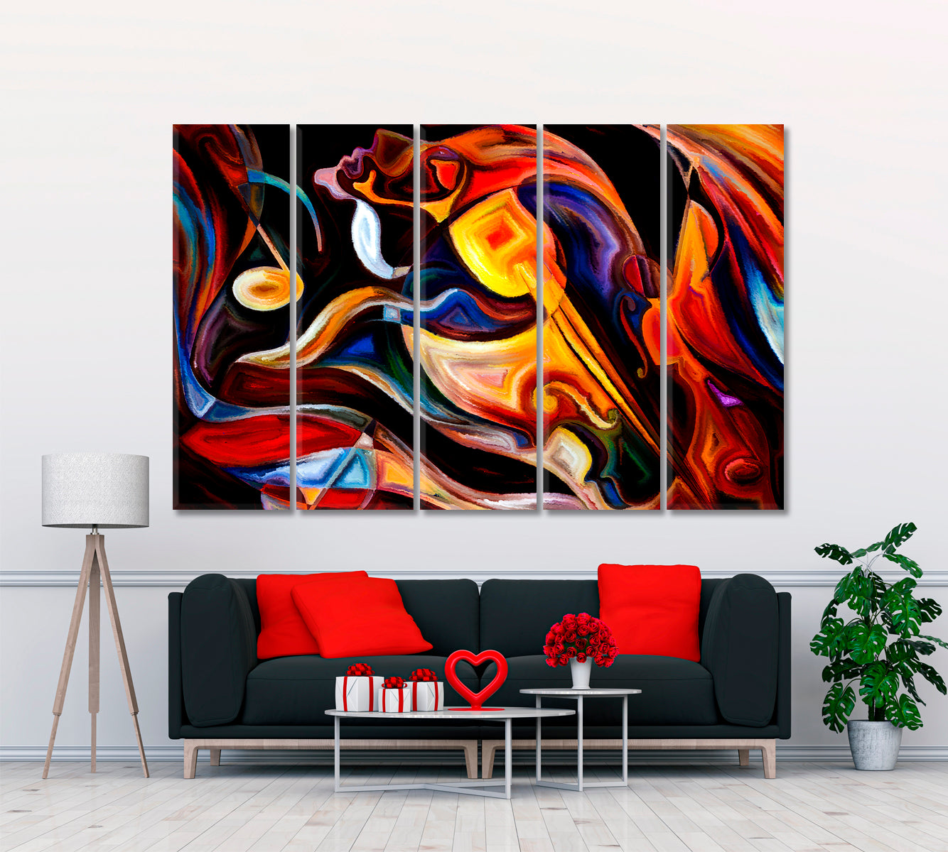 Inner Melody Beautiful Lines Abstraction Abstract Art Print Artesty 5 panels 36" x 24" 