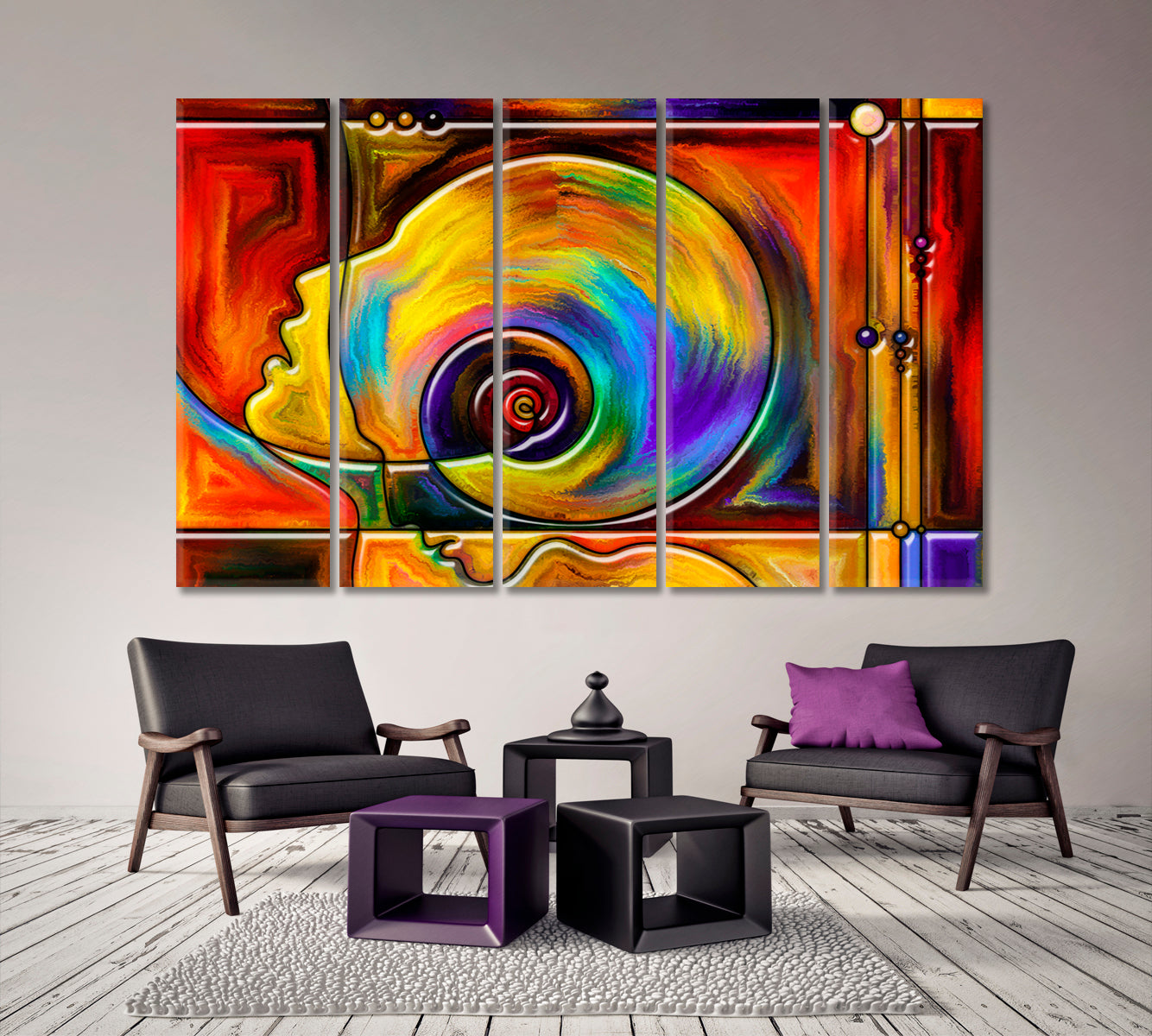 Deep Mind Contemporary Art Artesty 5 panels 36" x 24" 