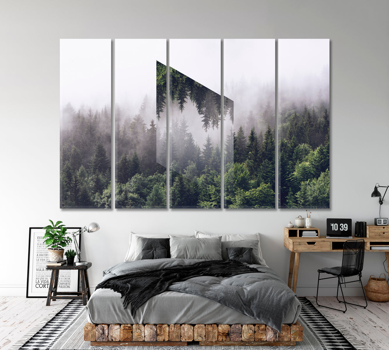 Fogy Forest Perfection Scenery Landscape Fine Art Print Artesty 5 panels 36" x 24" 