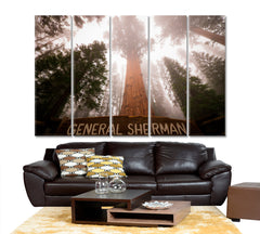 Giant Sequoia Tree General Sherman Sequoia National Park California USA Famous Landmarks Artwork Print Artesty 5 panels 36" x 24" 