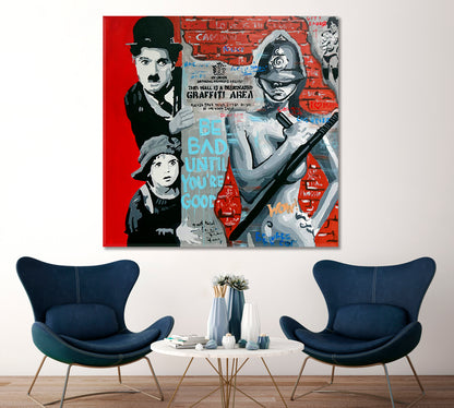 Charly | Graffity Contemporary Fine Art Modern Art Trendy Canvas Print Wall Art Decor - Square Contemporary Art Artesty   