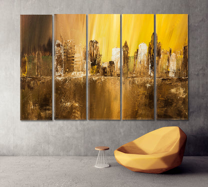 Abstract City Creative Modern Art Contemporary Art Cities Wall Art Artesty 5 panels 36" x 24" 