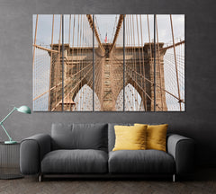 Famous Brooklyn Bridge New York Poster Famous Landmarks Artwork Print Artesty 5 panels 36" x 24" 