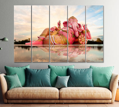 Biggest Ganesh in the World Asian Style Canvas Print Wall Art Artesty 5 panels 36" x 24" 