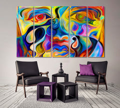 Colors Mood Face and Paint Abstract Design Abstract Art Print Artesty 5 panels 36" x 24" 