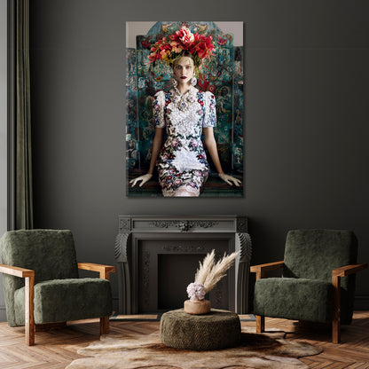 Flower Crown |  Beauty Salon Concept Woman Fashion Hair Design Canvas Print -  Vertical Fashion Canvas Print Artesty   