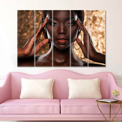 BEAUTY Gorgeous Black Woman Beauty Salon Artwork Prints Artesty 5 panels 36" x 24" 