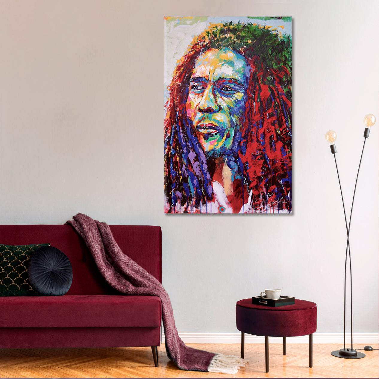 Bob Marley Jamaican Musician Celebrities Vivid Trendy Canvas Print - Vertical Celebs Canvas Print Artesty 1 Panel 16"x24" 